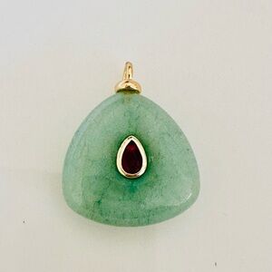 Elegant Green Amazonite Pendant with Gold Accents